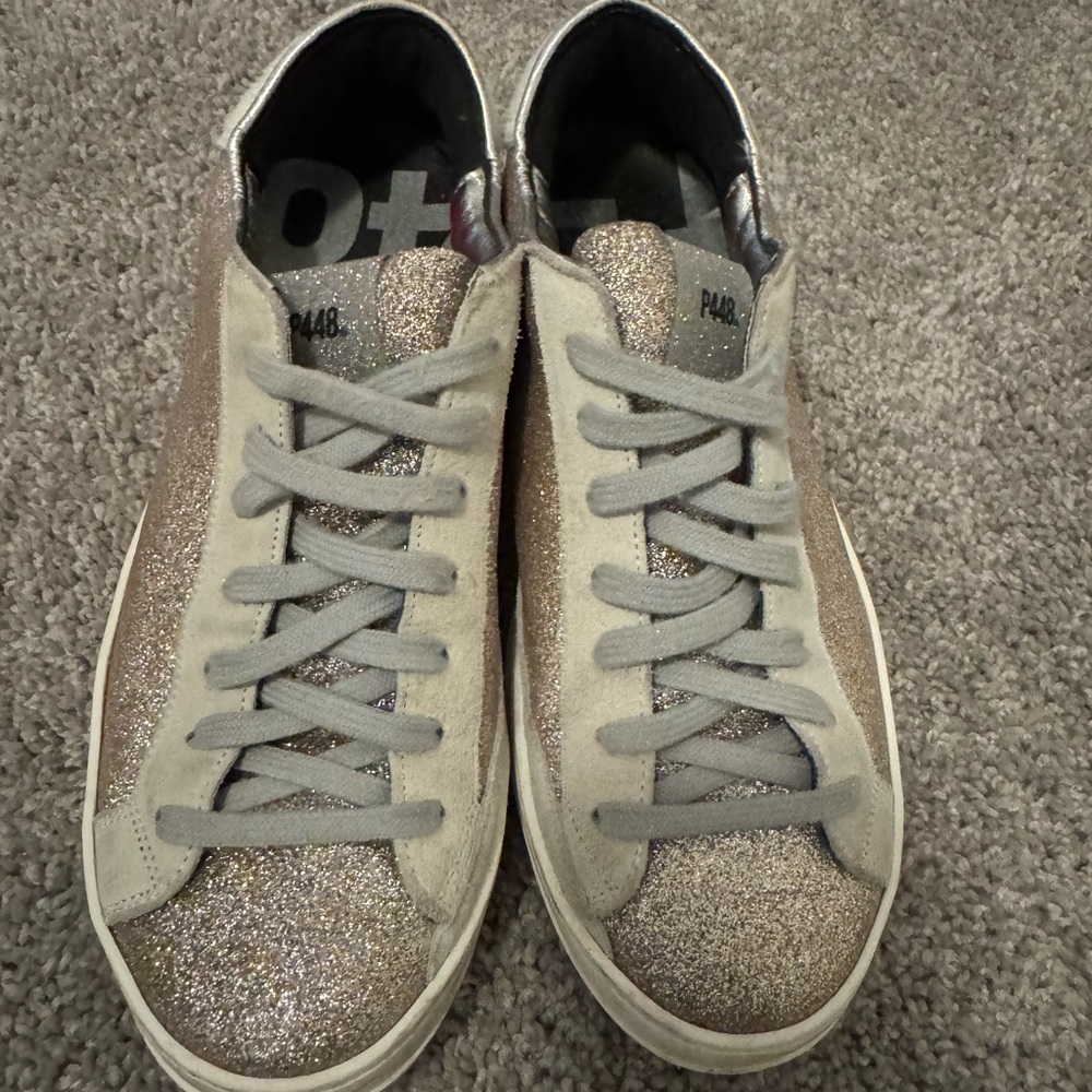 P448 John Sneaker Champagne Glitter Sz 39 - Picture 3 of 6